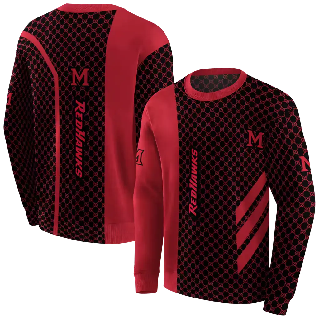 miami redhawks monogram pattern red hoodie premium grade miami redhawks monogram pattern red hoodie premium grade