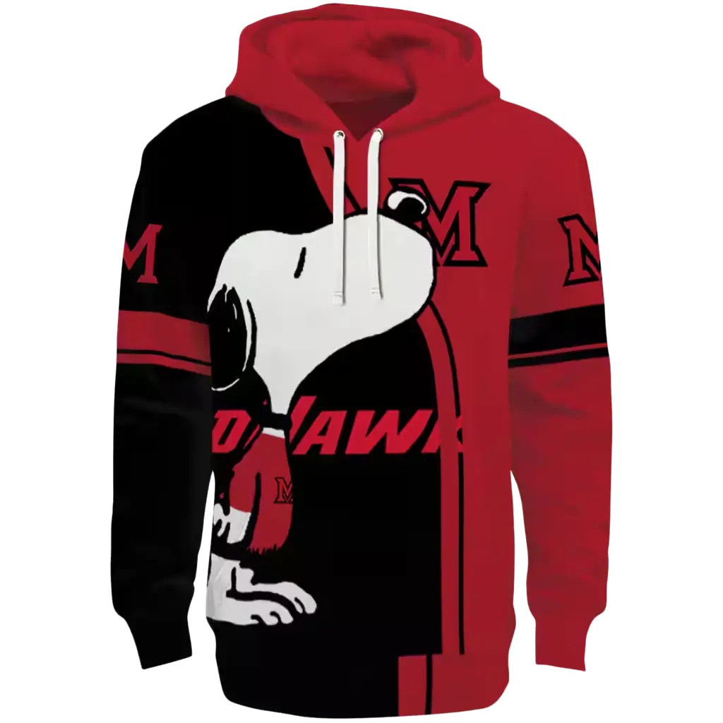 miami redhawks playful snoopy red hoodie best selling miami redhawks playful snoopy red hoodie best selling