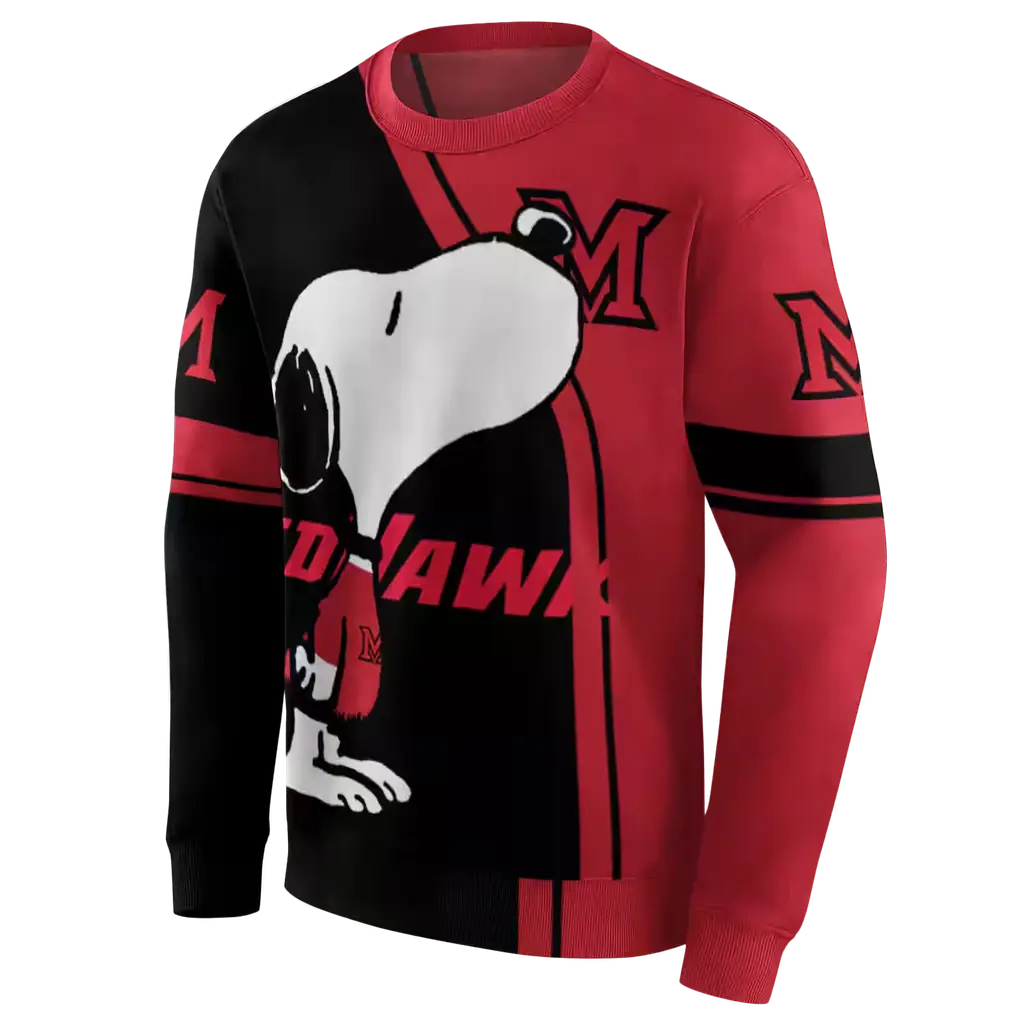 miami redhawks playful snoopy red hoodie new arrival miami redhawks playful snoopy red hoodie new arrival
