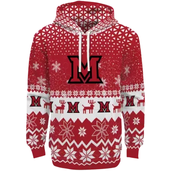 miami redhawks reindeer motif red hoodie best selling