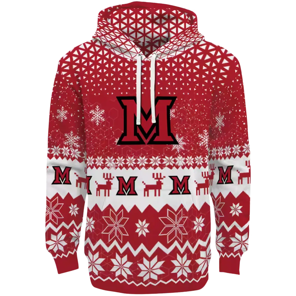 miami redhawks reindeer motif red hoodie best selling miami redhawks reindeer motif red hoodie best selling