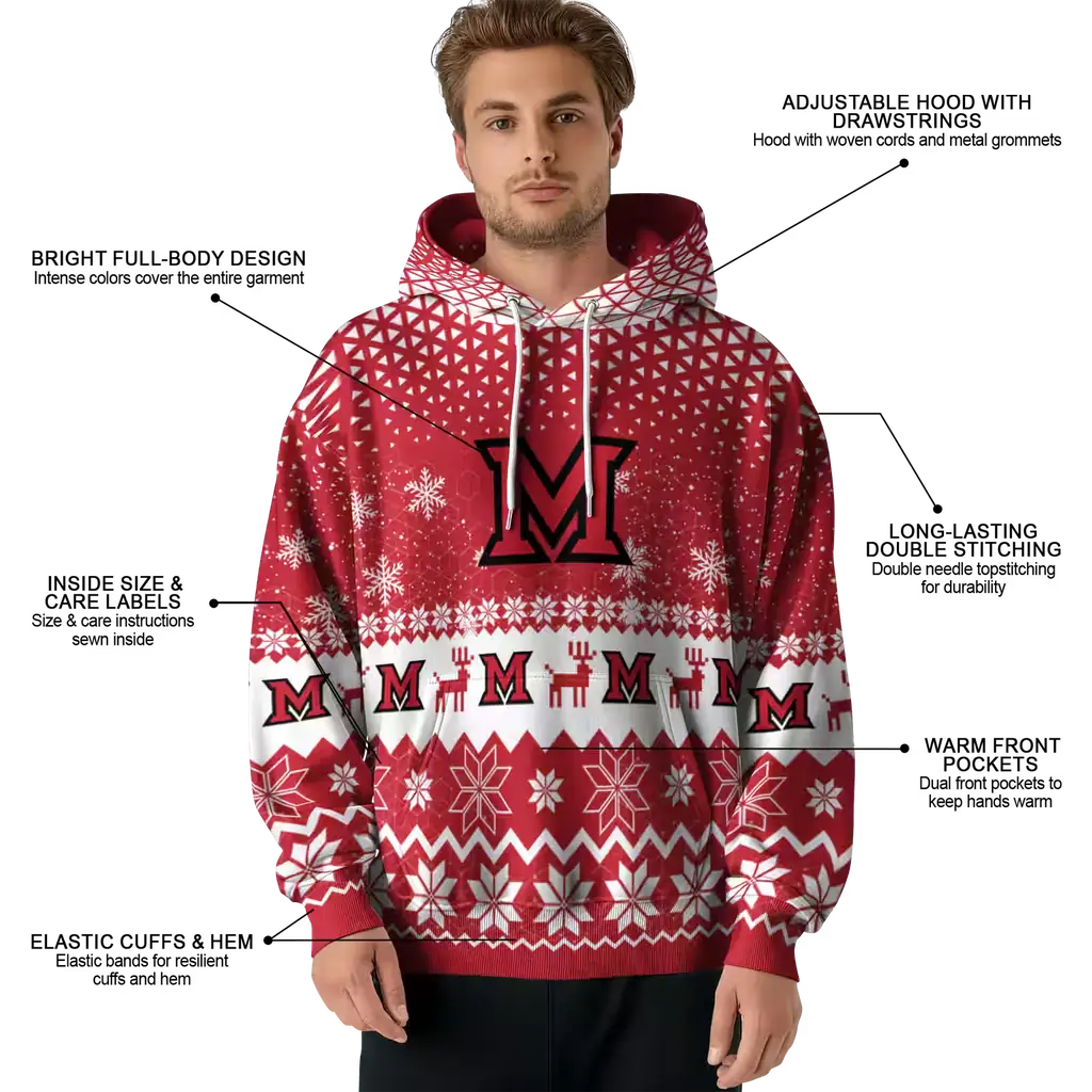 miami redhawks reindeer motif red hoodie latest model miami redhawks reindeer motif red hoodie latest model