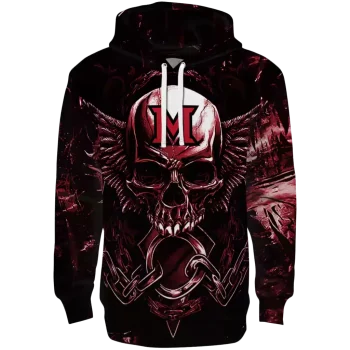 miami redhawks skull artwork red black hoodie best selling