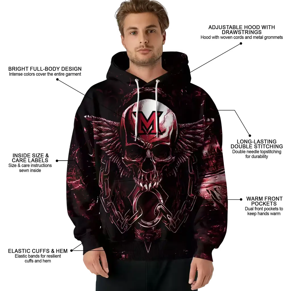 miami redhawks skull artwork red black hoodie latest model miami redhawks skull artwork red black hoodie latest model