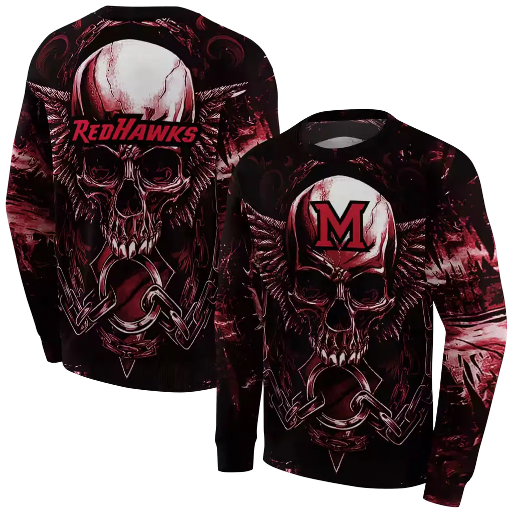 miami redhawks skull artwork red black hoodie premium grade miami redhawks skull artwork red black hoodie premium grade