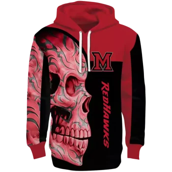 miami redhawks skull motif red black hoodie best selling