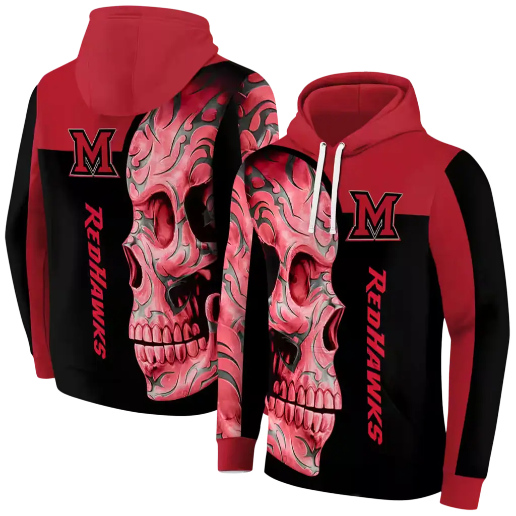 miami redhawks skull motif red black hoodie fashion forward miami redhawks skull motif red black hoodie fashion forward