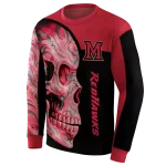 miami redhawks skull motif red black hoodie best selling