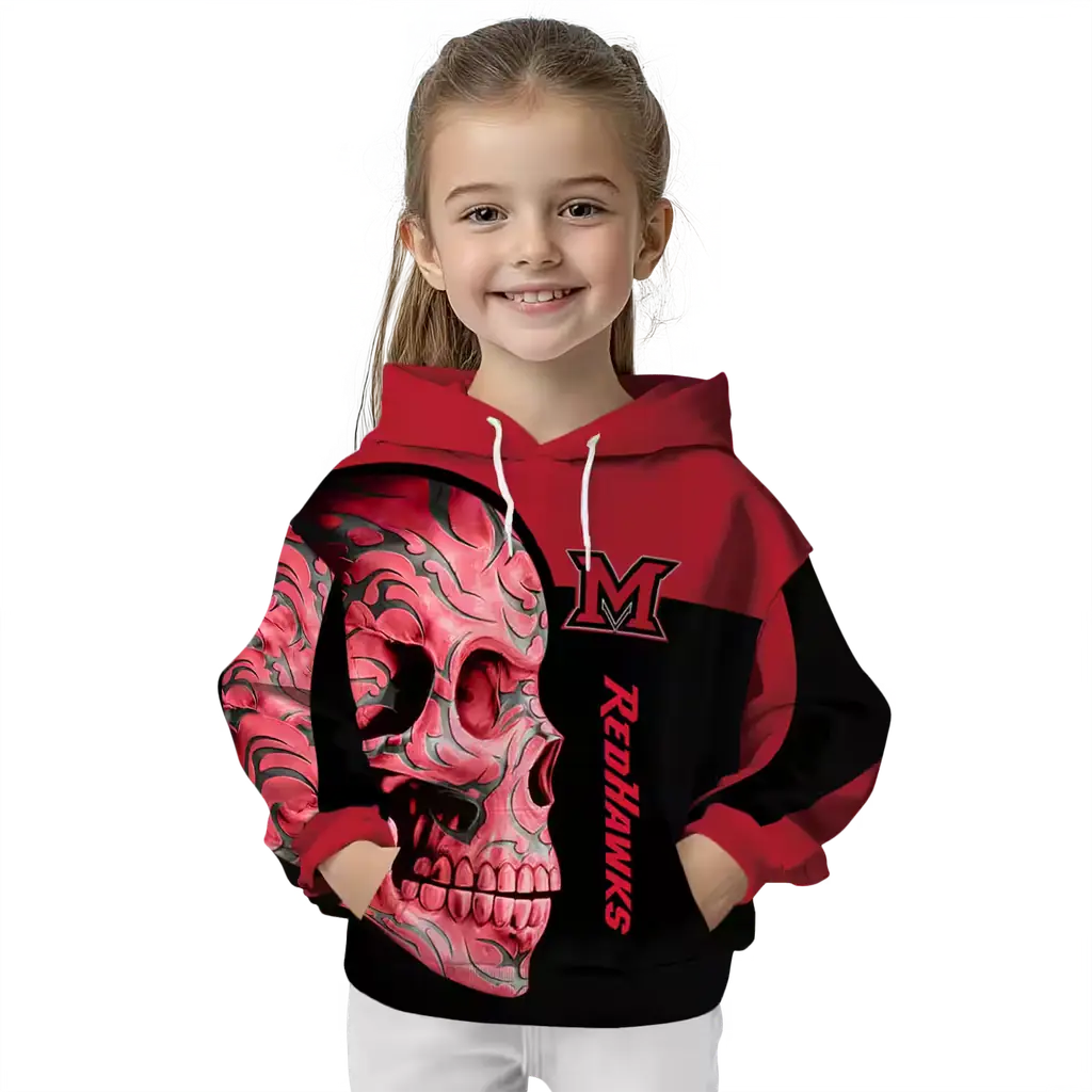 miami redhawks skull motif red black hoodie top rated miami redhawks skull motif red black hoodie top rated