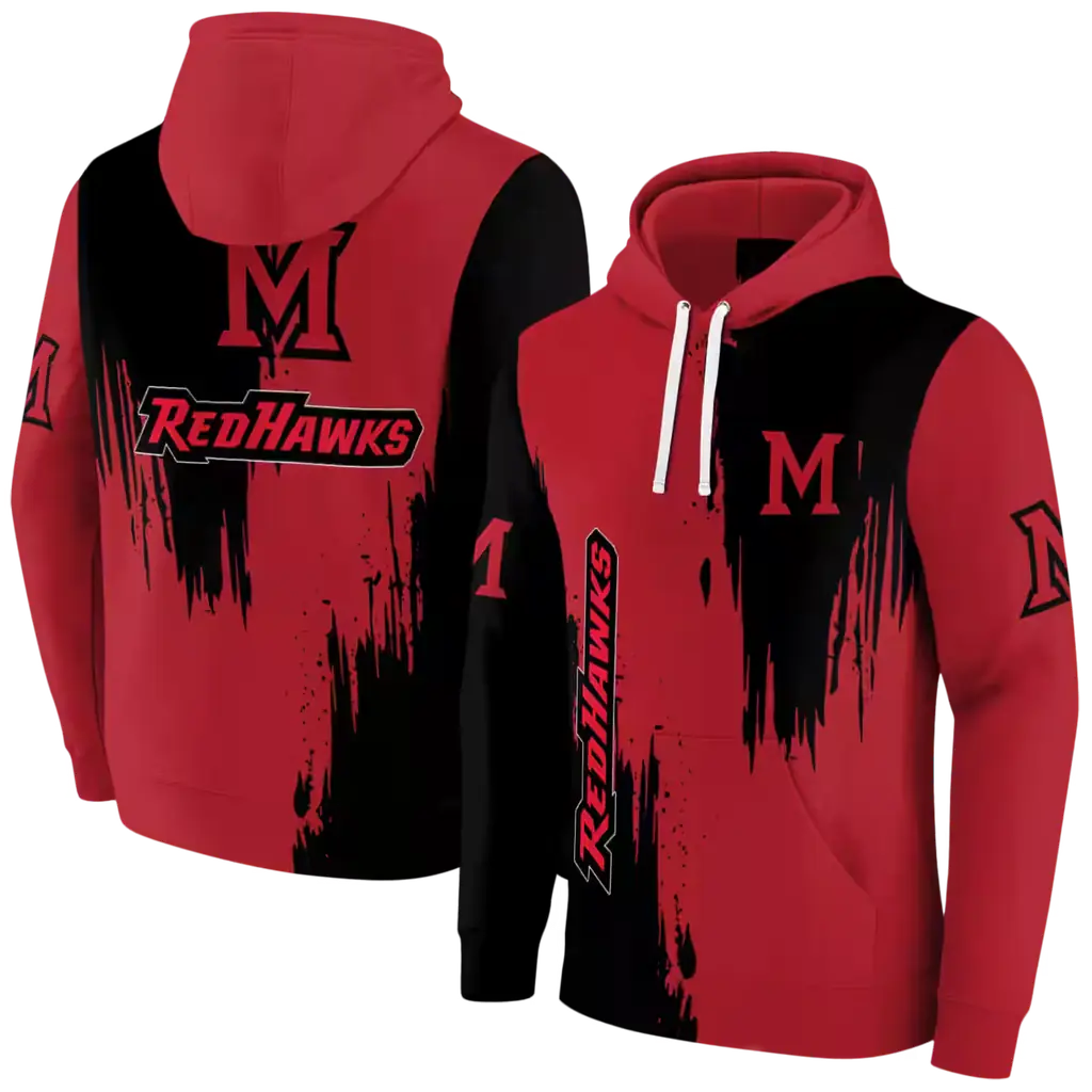 miami redhawks splatter effect red hoodie fashion forward miami redhawks splatter effect red hoodie fashion forward