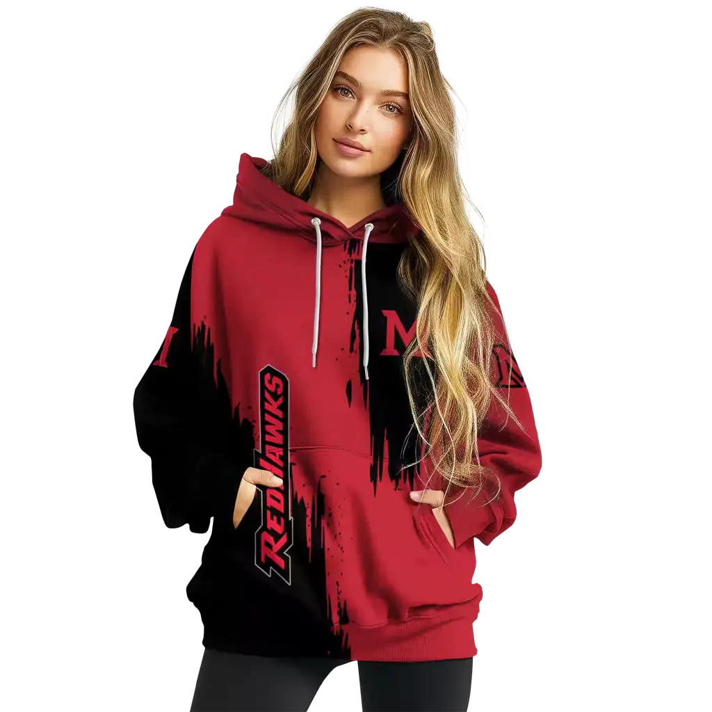 miami redhawks splatter effect red hoodie high quality miami redhawks splatter effect red hoodie high quality