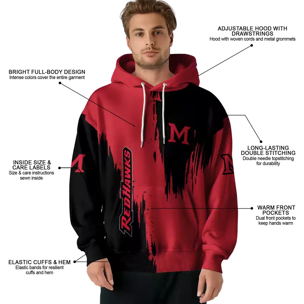 miami redhawks splatter effect red hoodie latest model miami redhawks splatter effect red hoodie latest model
