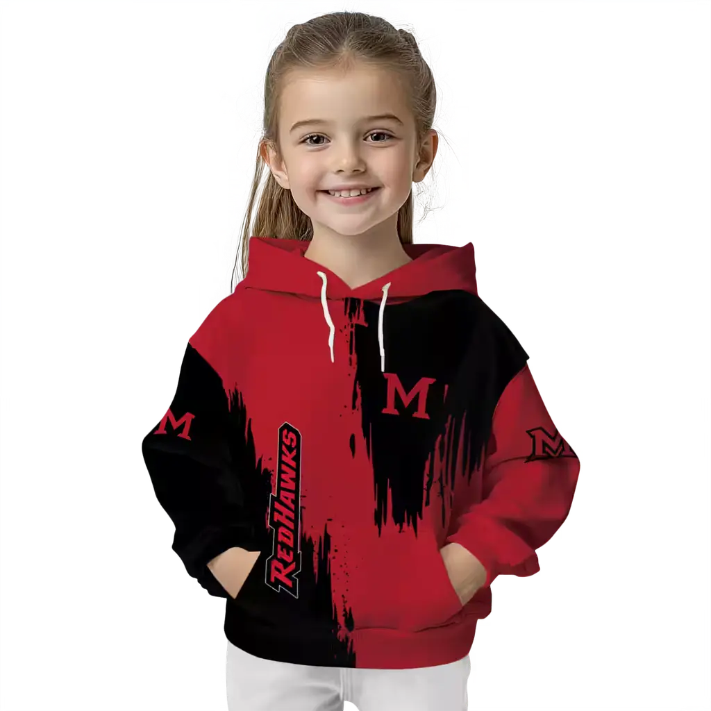miami redhawks splatter effect red hoodie top rated miami redhawks splatter effect red hoodie top rated