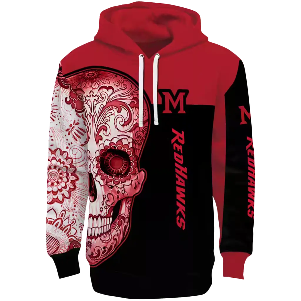 miami redhawks sugar skull red black hoodie best selling miami redhawks sugar skull red black hoodie best selling