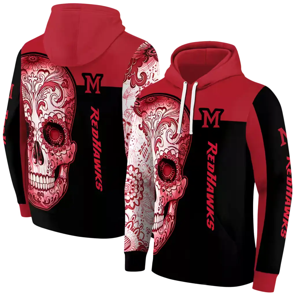 miami redhawks sugar skull red black hoodie fashion forward miami redhawks sugar skull red black hoodie fashion forward