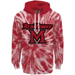 miami redhawks tie dye pattern red hoodie best selling