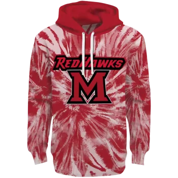 miami redhawks tie dye pattern red hoodie best selling