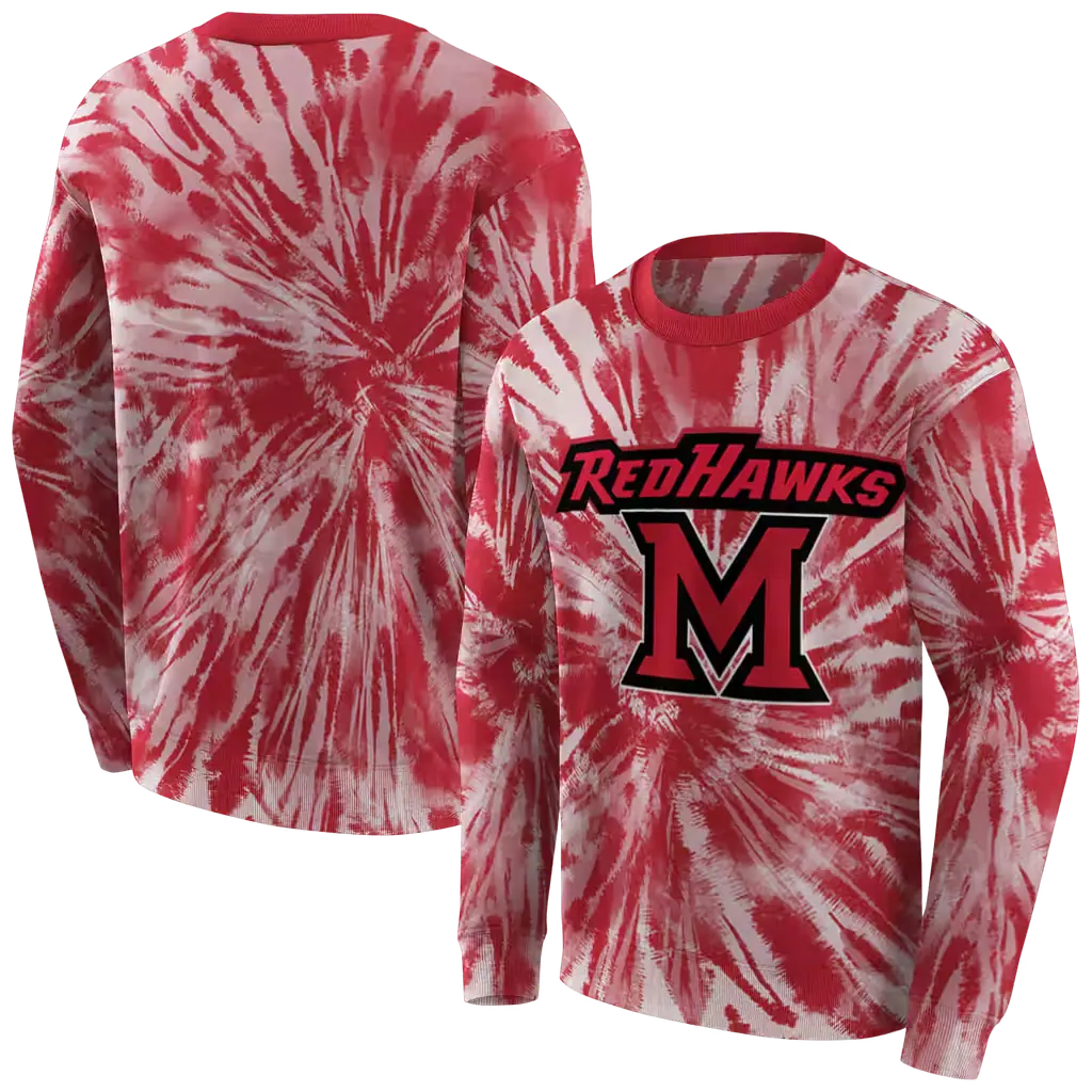 miami redhawks tie dye pattern red hoodie premium grade miami redhawks tie dye pattern red hoodie premium grade