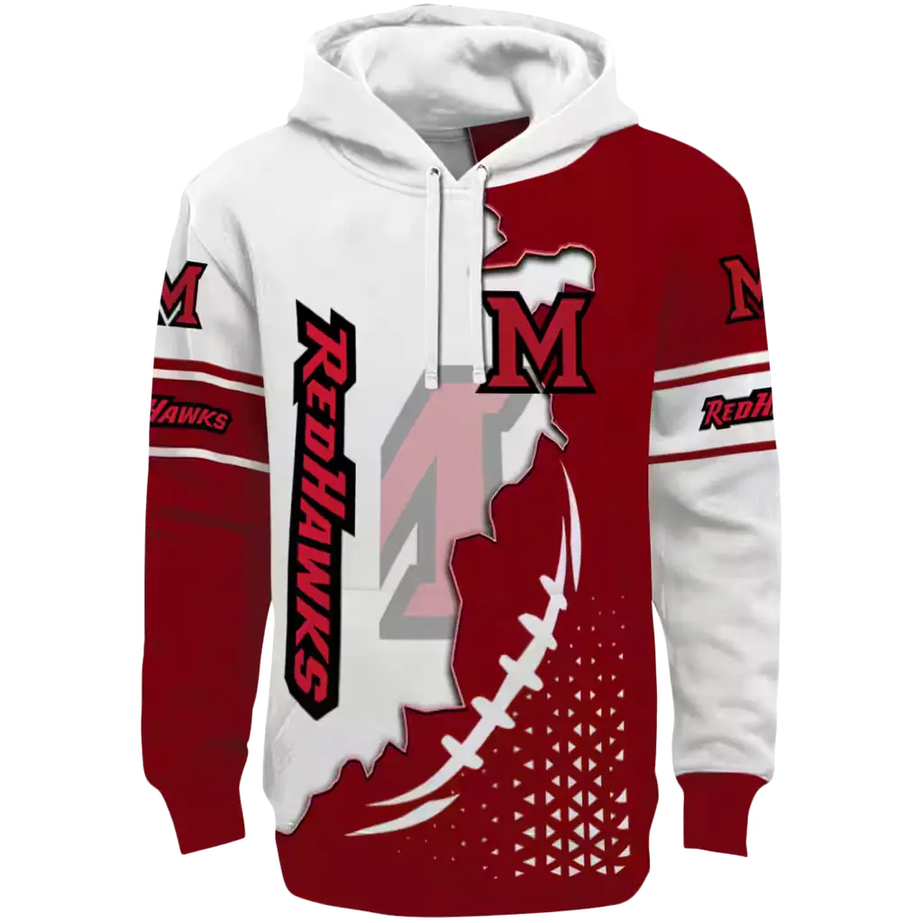 miami redhawks triangular pattern red white hoodie best selling miami redhawks triangular pattern red white hoodie best selling