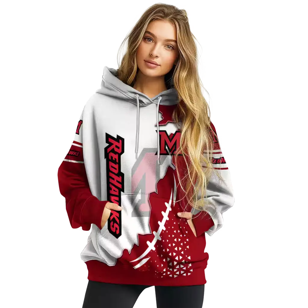 miami redhawks triangular pattern red white hoodie high quality miami redhawks triangular pattern red white hoodie high quality