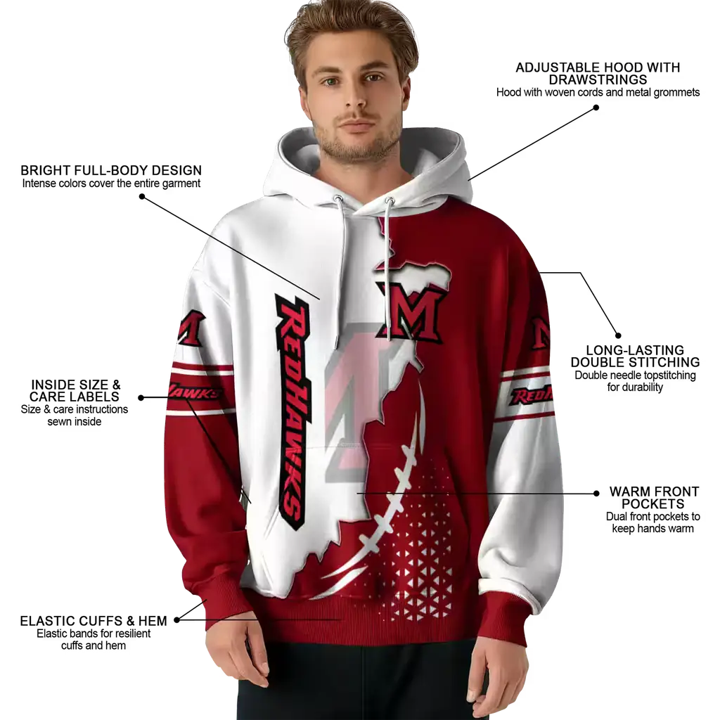 miami redhawks triangular pattern red white hoodie latest model miami redhawks triangular pattern red white hoodie latest model
