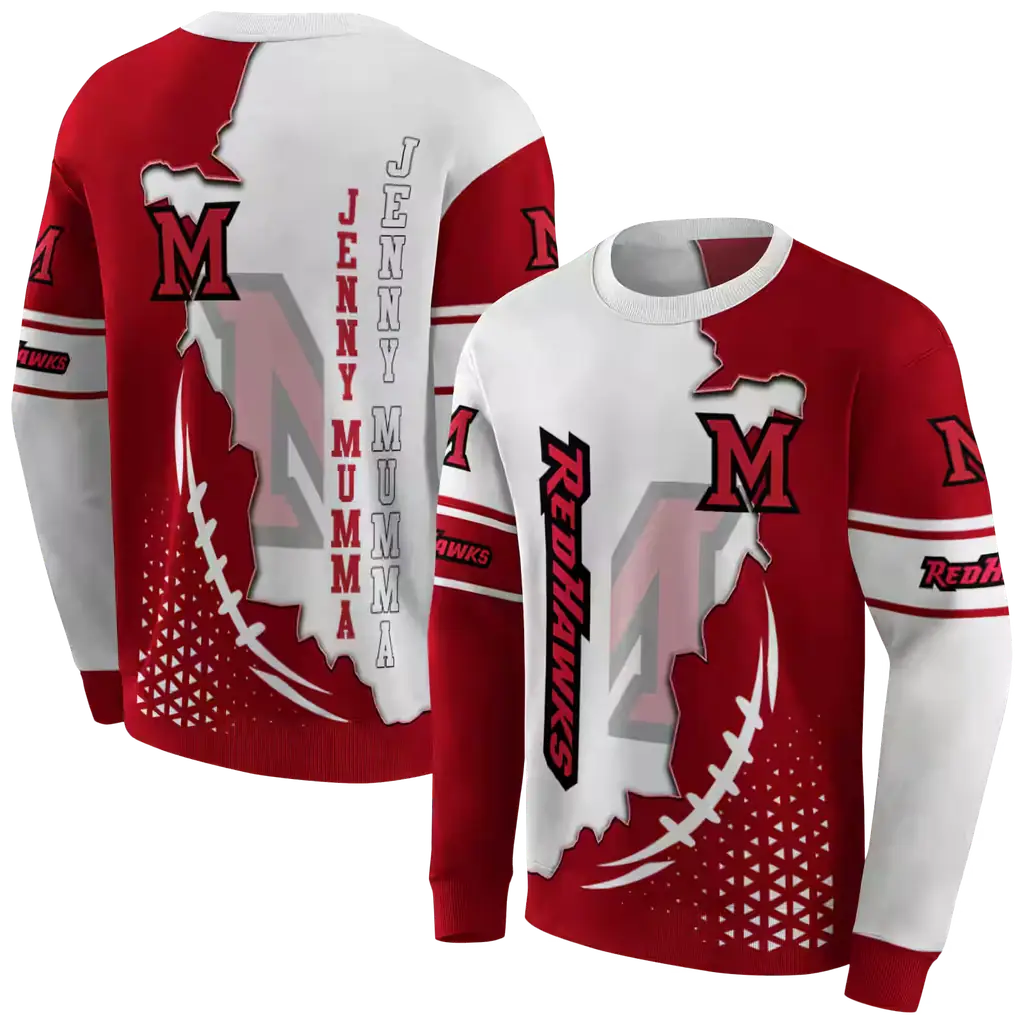 miami redhawks triangular pattern red white hoodie premium grade miami redhawks triangular pattern red white hoodie premium grade
