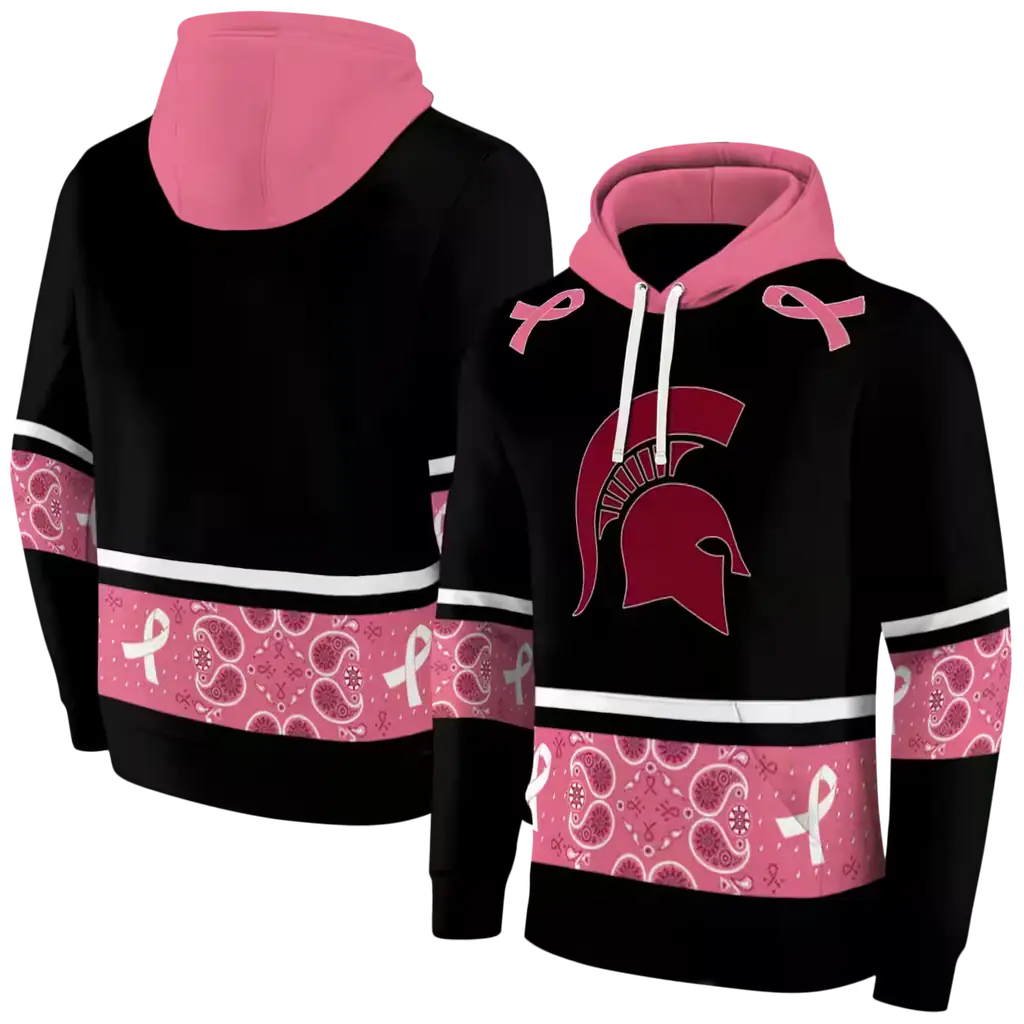 michigan state spartans awareness ribbon black pink hoodie fashion forward michigan state spartans awareness ribbon black pink hoodie fashion forward