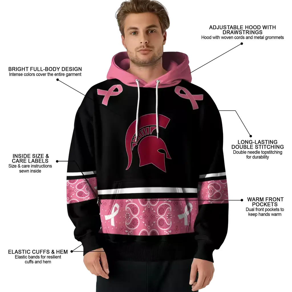 michigan state spartans awareness ribbon black pink hoodie latest model michigan state spartans awareness ribbon black pink hoodie latest model