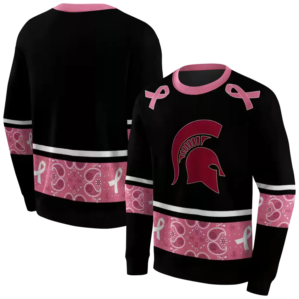 michigan state spartans awareness ribbon black pink hoodie premium grade michigan state spartans awareness ribbon black pink hoodie premium grade