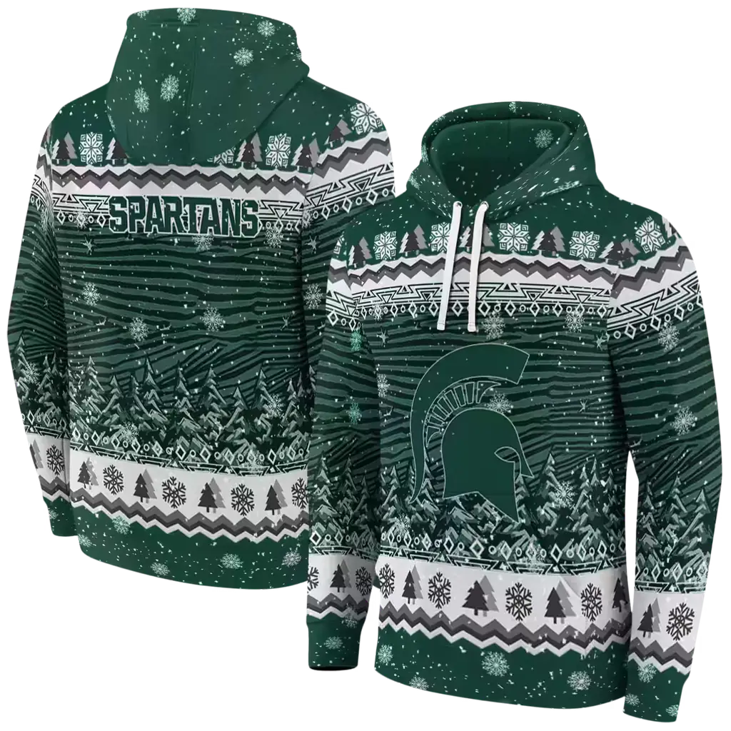 michigan state spartans christmas trees green hoodie fashion forward michigan state spartans christmas trees green hoodie fashion forward