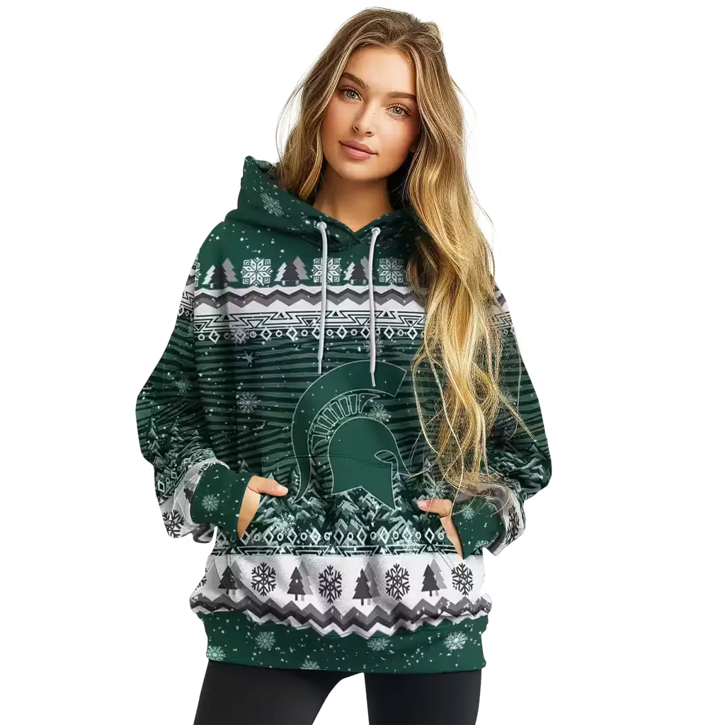 michigan state spartans christmas trees green hoodie high quality michigan state spartans christmas trees green hoodie high quality