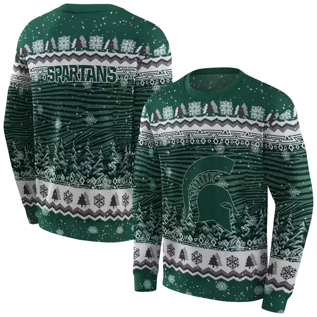 michigan state spartans christmas trees green hoodie premium grade michigan state spartans christmas trees green hoodie premium grade