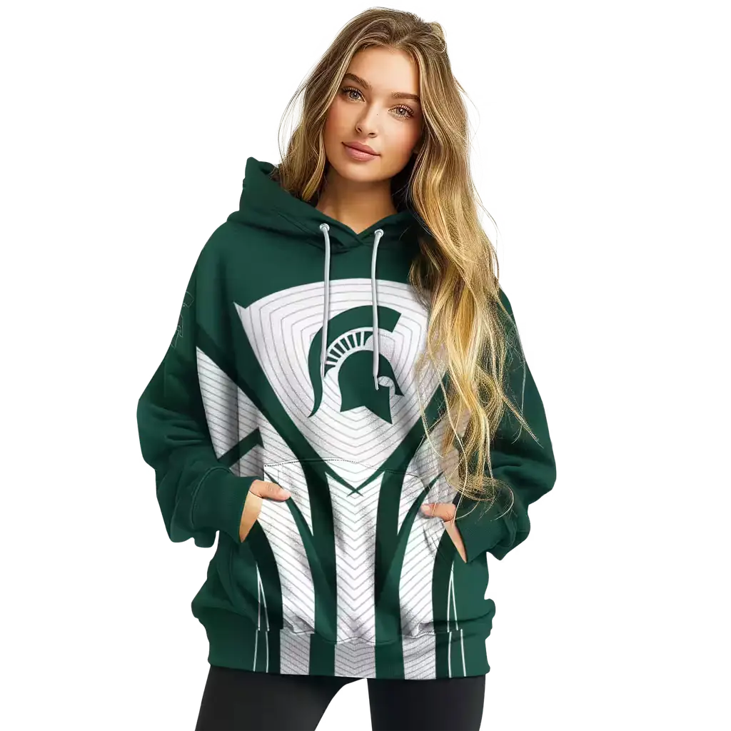 michigan state spartans concentric lines green black hoodie high quality michigan state spartans concentric lines green black hoodie high quality