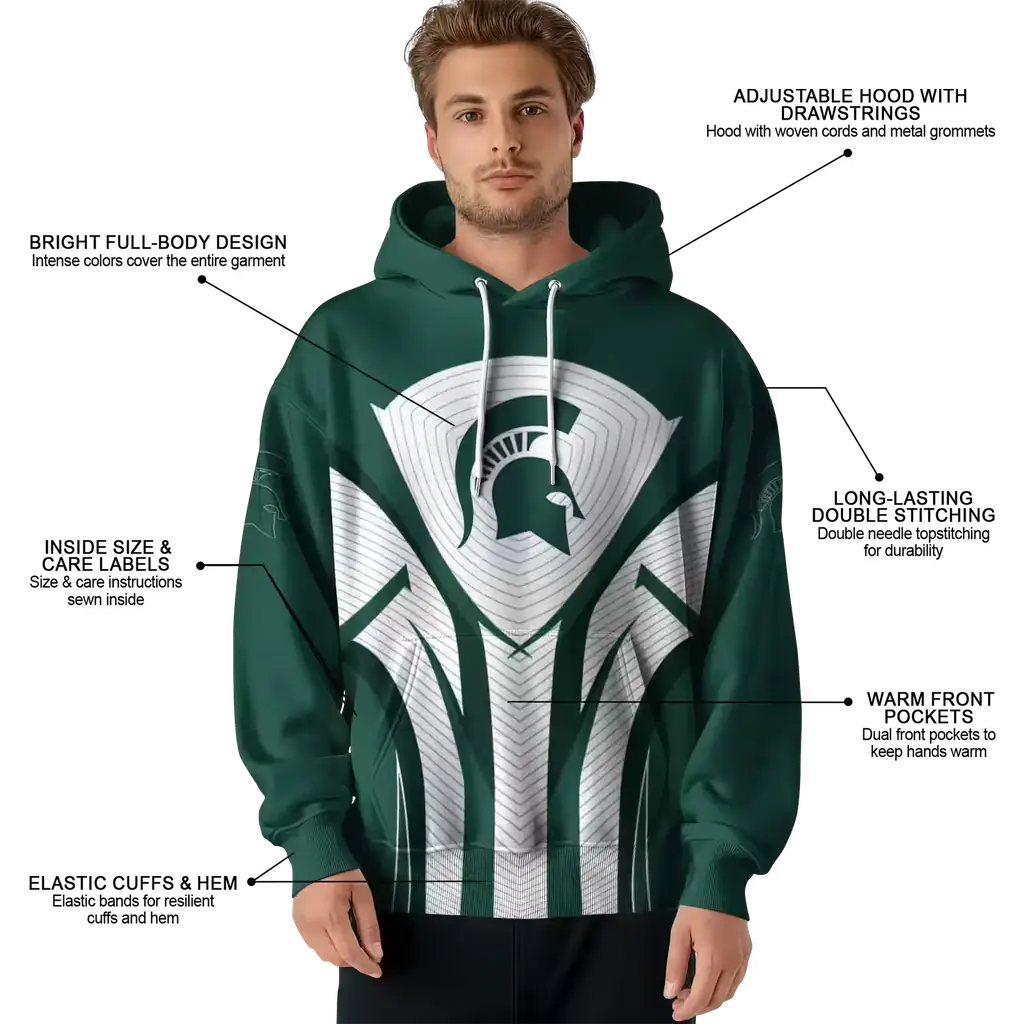 michigan state spartans concentric lines green black hoodie latest model michigan state spartans concentric lines green black hoodie latest model