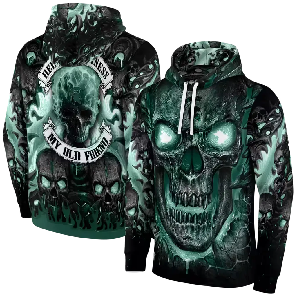 michigan state spartans demonic skull green black hoodie fashion forward michigan state spartans demonic skull green black hoodie fashion forward