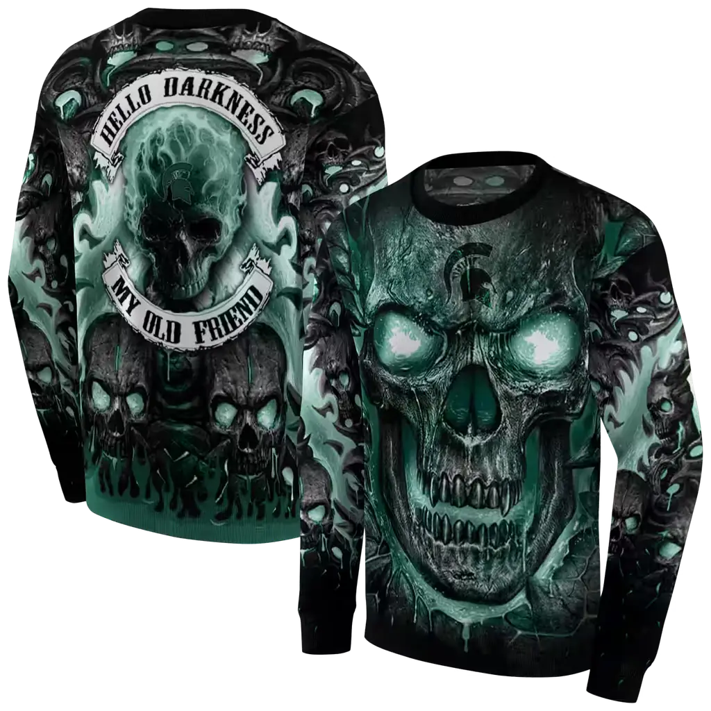 michigan state spartans demonic skull green black hoodie premium grade michigan state spartans demonic skull green black hoodie premium grade