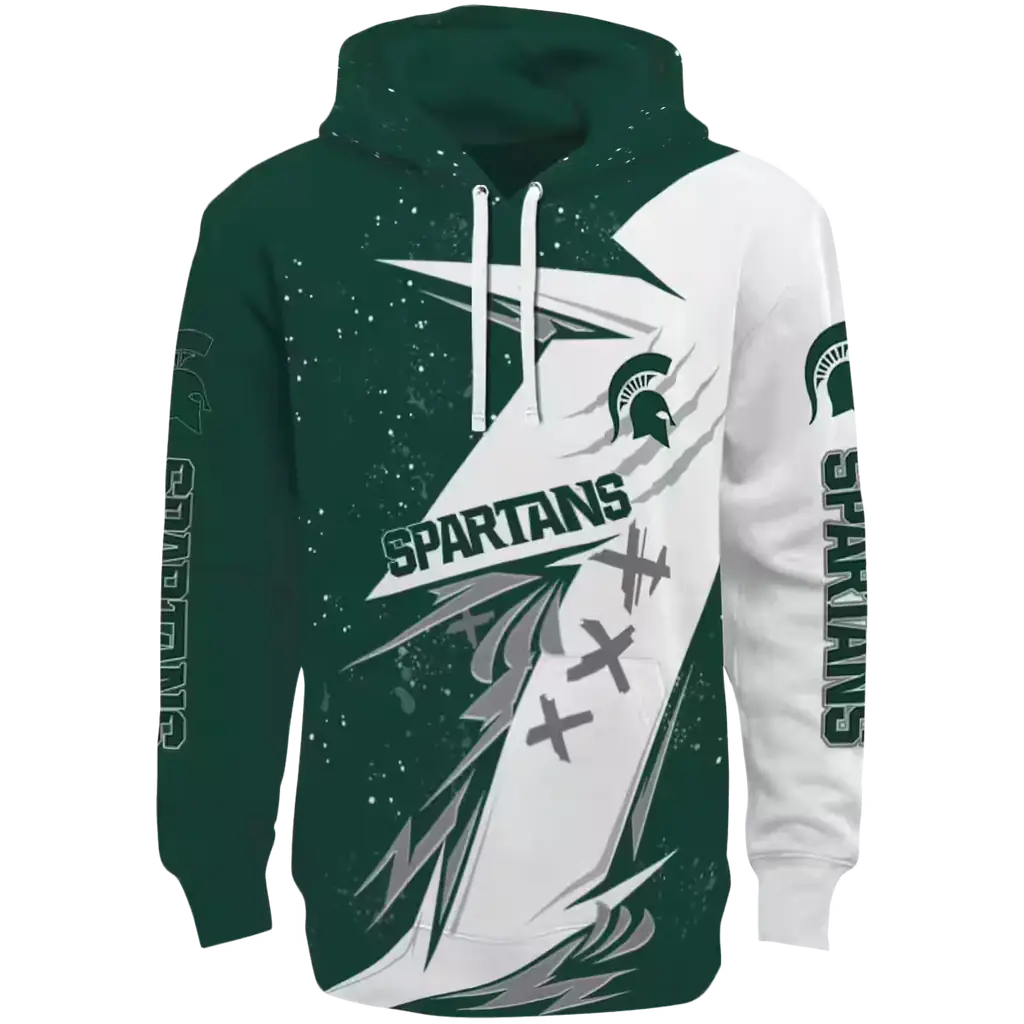 michigan state spartans dynamic slash green white hoodie best selling michigan state spartans dynamic slash green white hoodie best selling