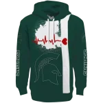 michigan state spartans football heartbeat green hoodie best selling