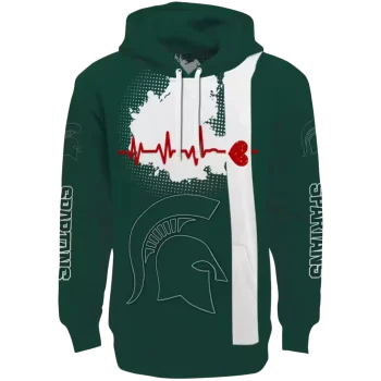 michigan state spartans football heartbeat green hoodie best selling