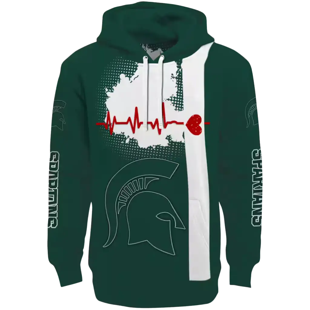 michigan state spartans football heartbeat green hoodie best selling michigan state spartans football heartbeat green hoodie best selling