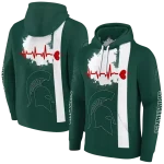 michigan state spartans football heartbeat green hoodie best selling