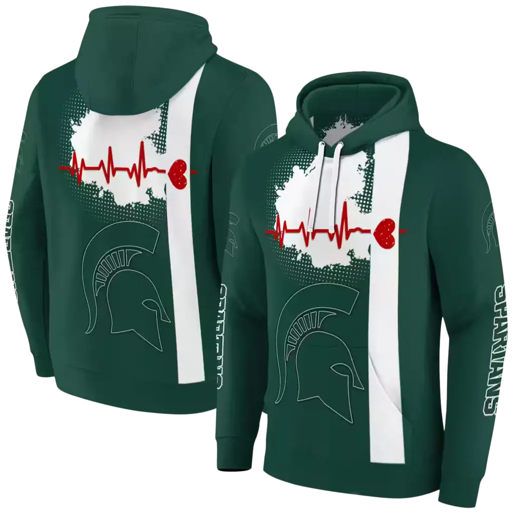 michigan state spartans football heartbeat green hoodie fashion forward michigan state spartans football heartbeat green hoodie fashion forward