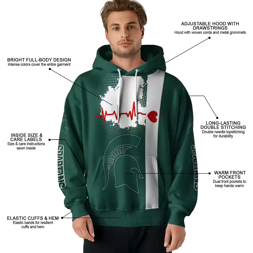 michigan state spartans football heartbeat green hoodie latest model michigan state spartans football heartbeat green hoodie latest model