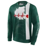 michigan state spartans football heartbeat green hoodie best selling