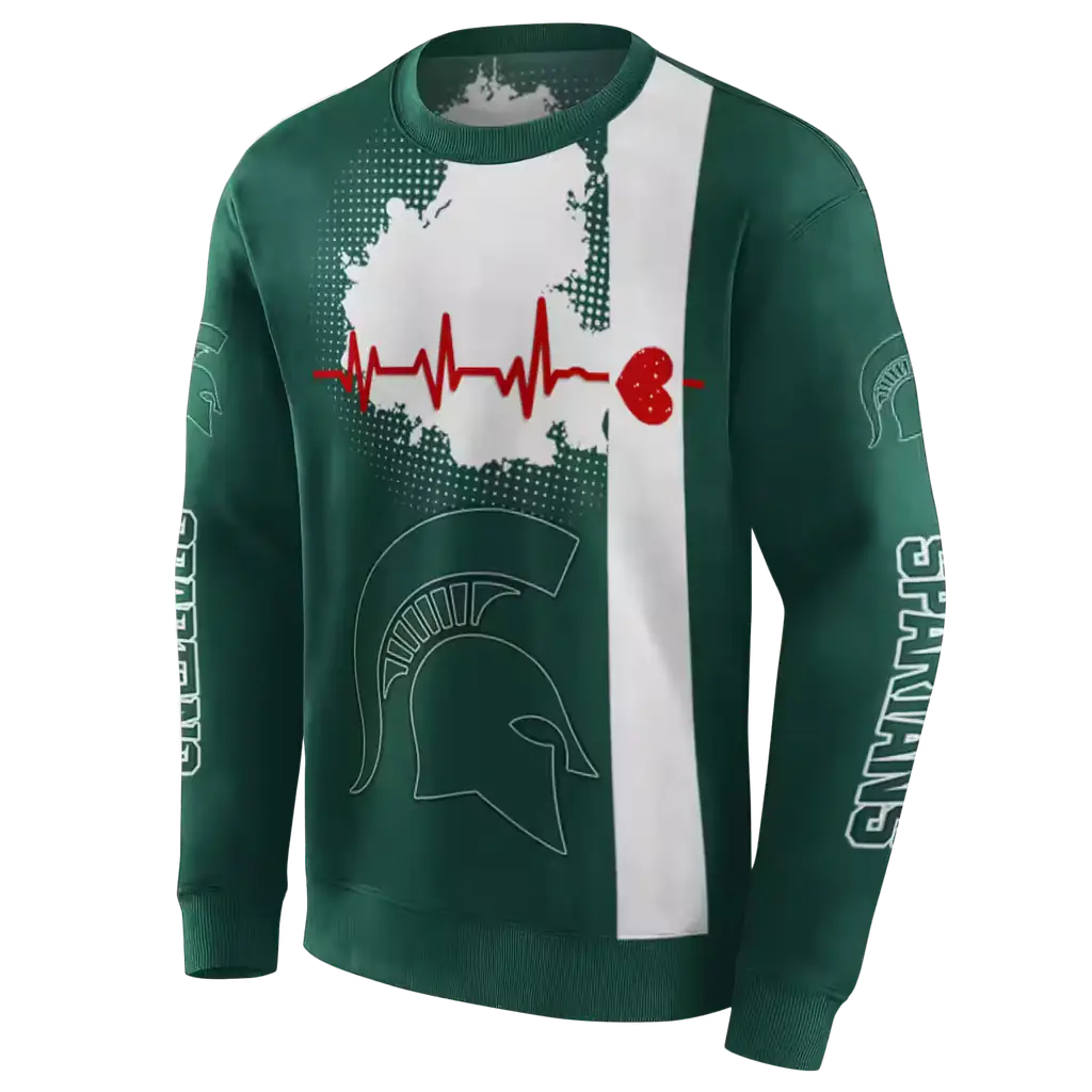 michigan state spartans football heartbeat green hoodie new arrival michigan state spartans football heartbeat green hoodie new arrival