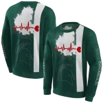michigan state spartans football heartbeat green hoodie best selling