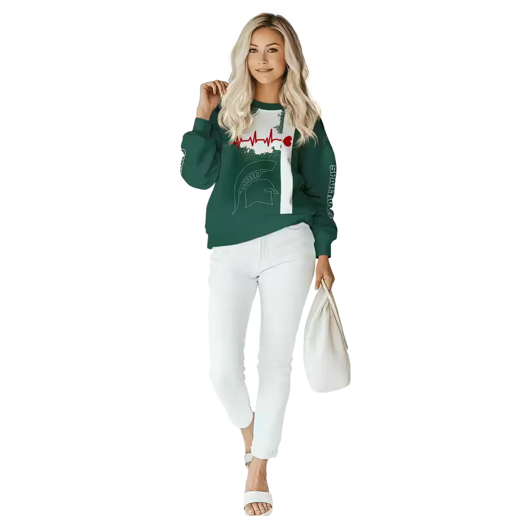 michigan state spartans football heartbeat green hoodie trendy michigan state spartans football heartbeat green hoodie trendy