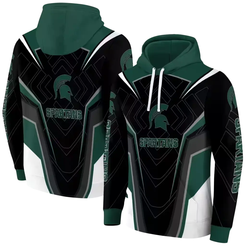 michigan state spartans futuristic pattern green black hoodie fashion forward michigan state spartans futuristic pattern green black hoodie fashion forward