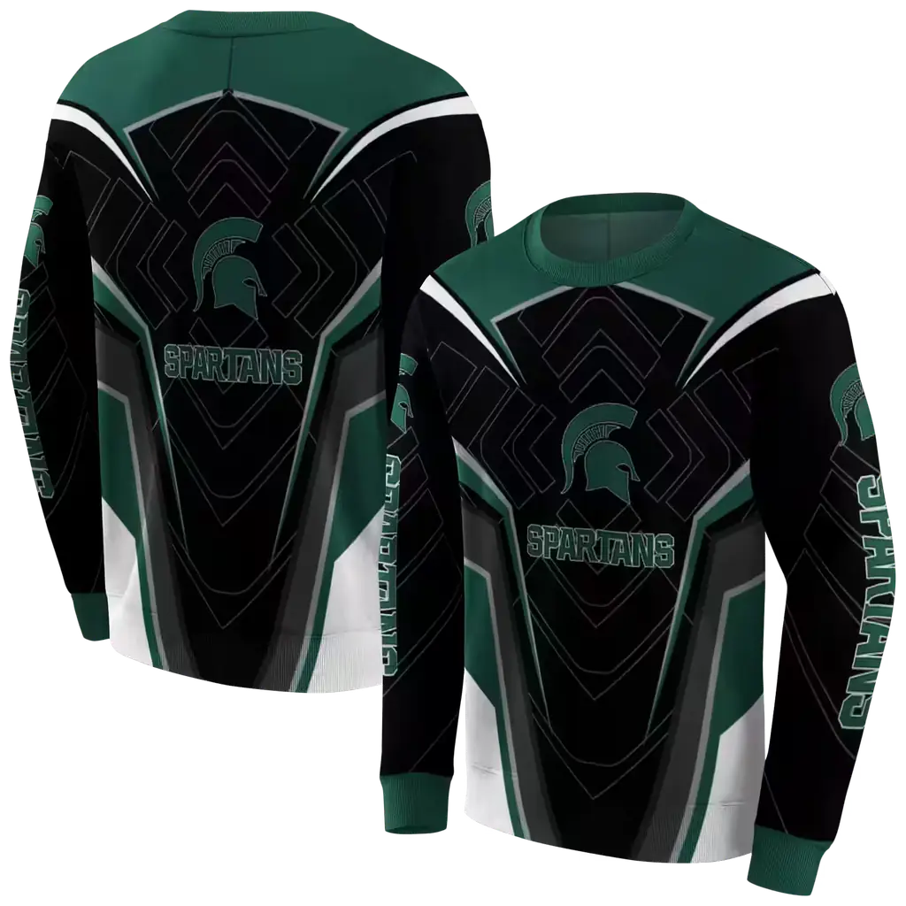 michigan state spartans futuristic pattern green black hoodie premium grade michigan state spartans futuristic pattern green black hoodie premium grade