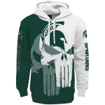 michigan state spartans graphic punisher green white hoodie best selling